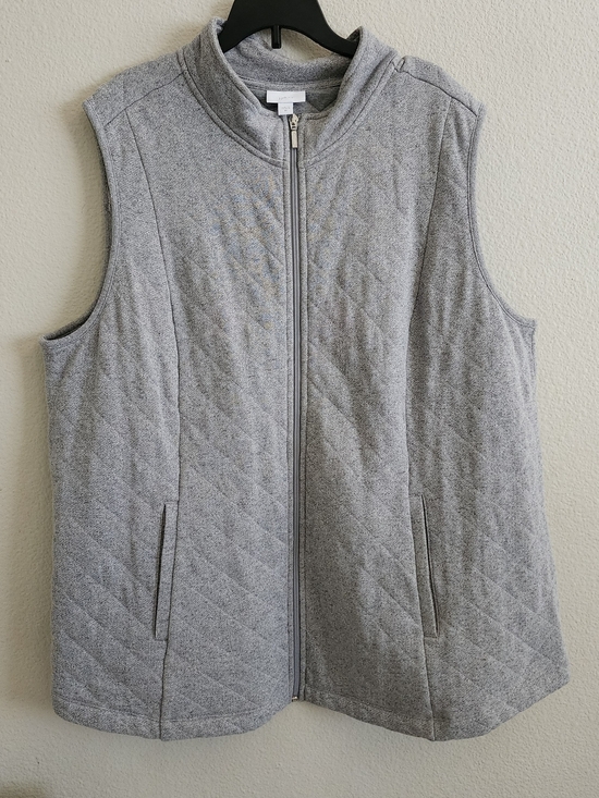 J. Jill Jackets & Blazers - Gray Quilted Zip-Front Vest